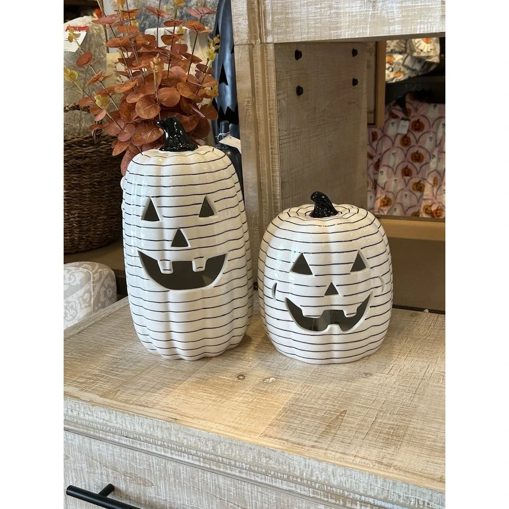 Striped LED Jack-O'-Lanterns